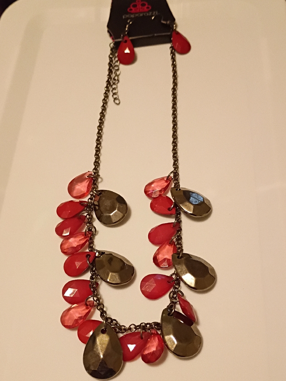 Paparazzi Red Teardrop Statement Necklace - Paparazzi Accessories